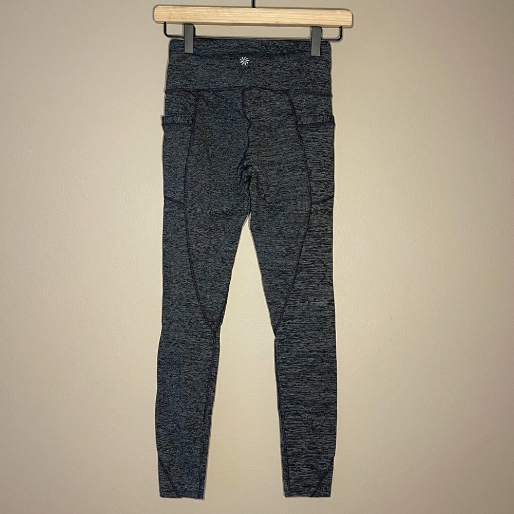 Women's XS Heathered Gray Athleta Tight Ankle Leggings Fitted Stretch - Picture 3 of 9